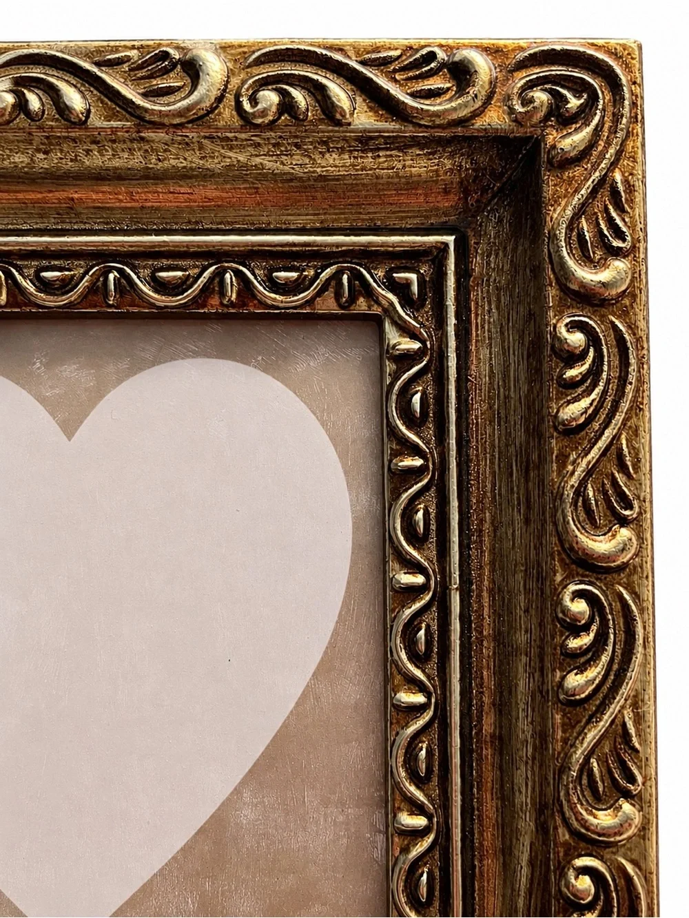 Ornate Gold Heart Framed Tabletop Decor 8.3” Square Vintage Style Easel Back
